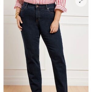 Talbots High Waist Relaxed Straight Leg Jeans Dark Wash Denim 18W Classic Casual